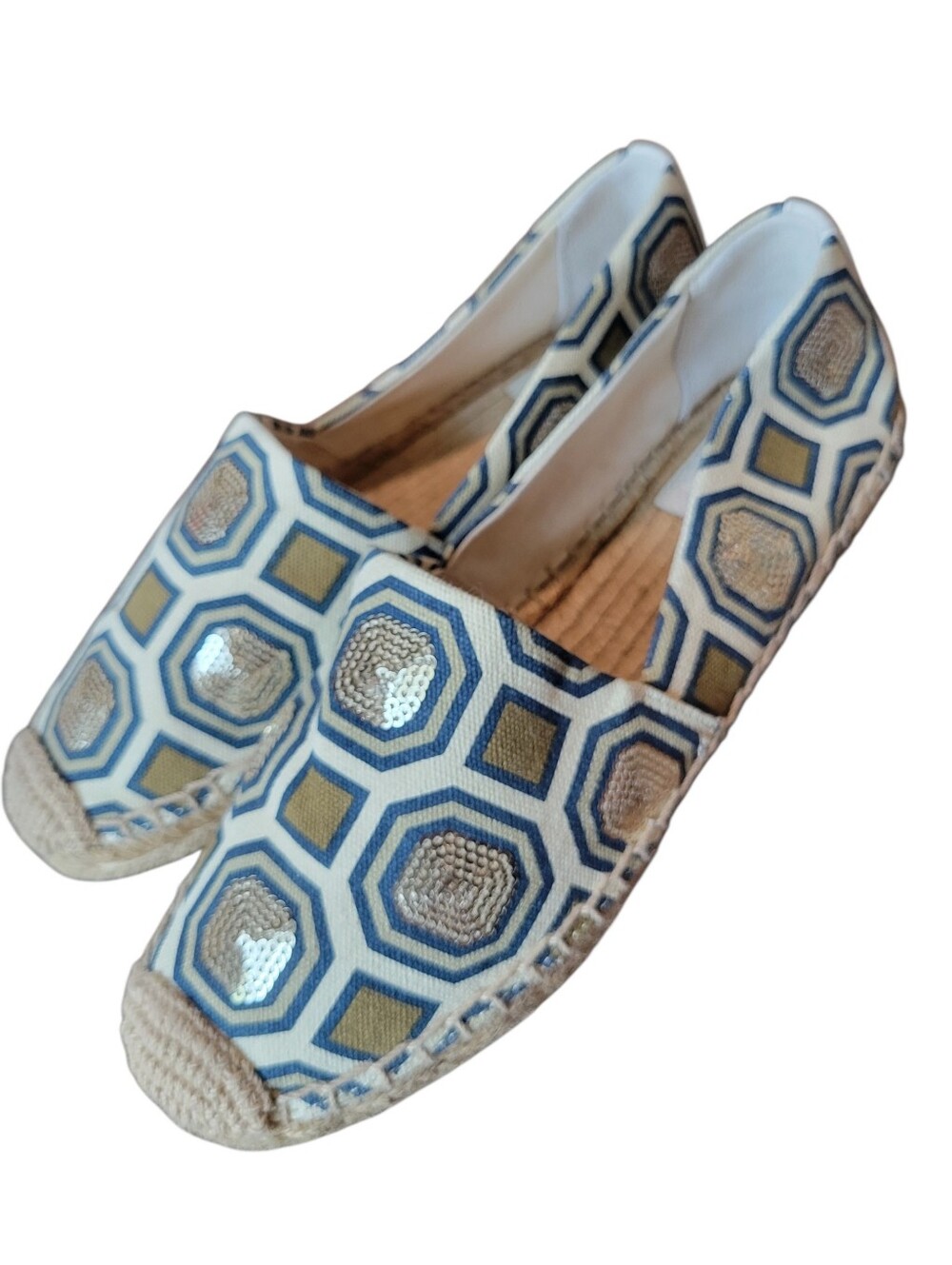 Tory Burch Cecily Embellished Espadrille Sequin Flats Shoes
